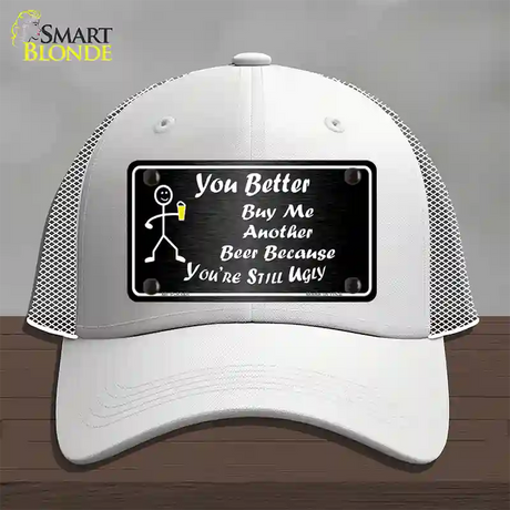 Buy Me Another Beer Novelty License Plate Hat Mesh / White