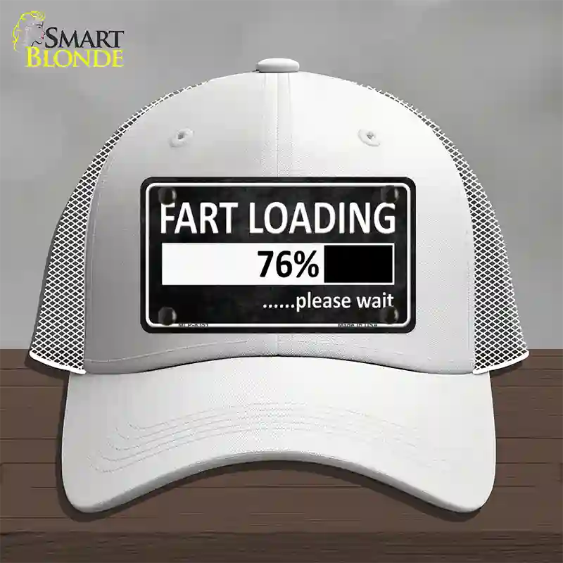 Fart Loading Novelty License Plate Hat Mesh / White