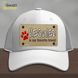 Rescued Is My Favorite Novelty License Plate Hat Mesh / White