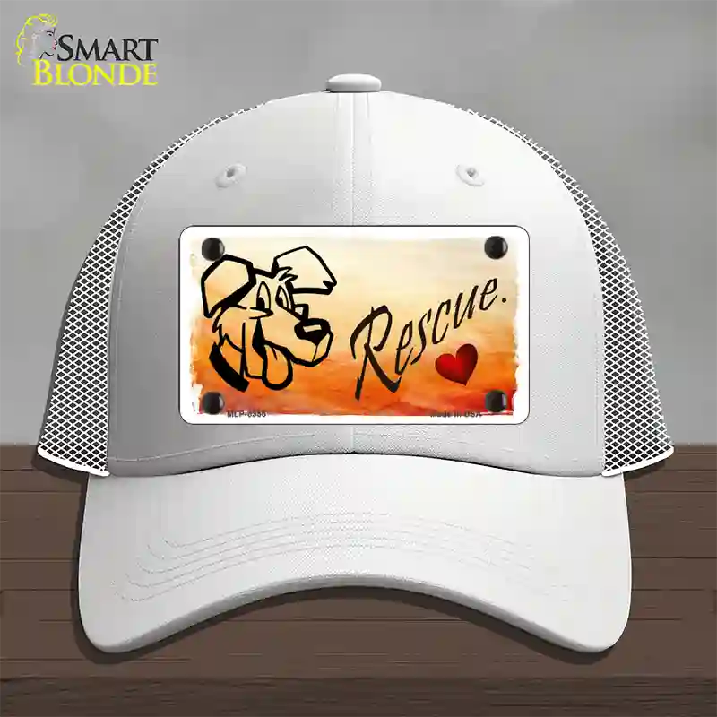 Rescue Dog Novelty License Plate Hat Mesh / White