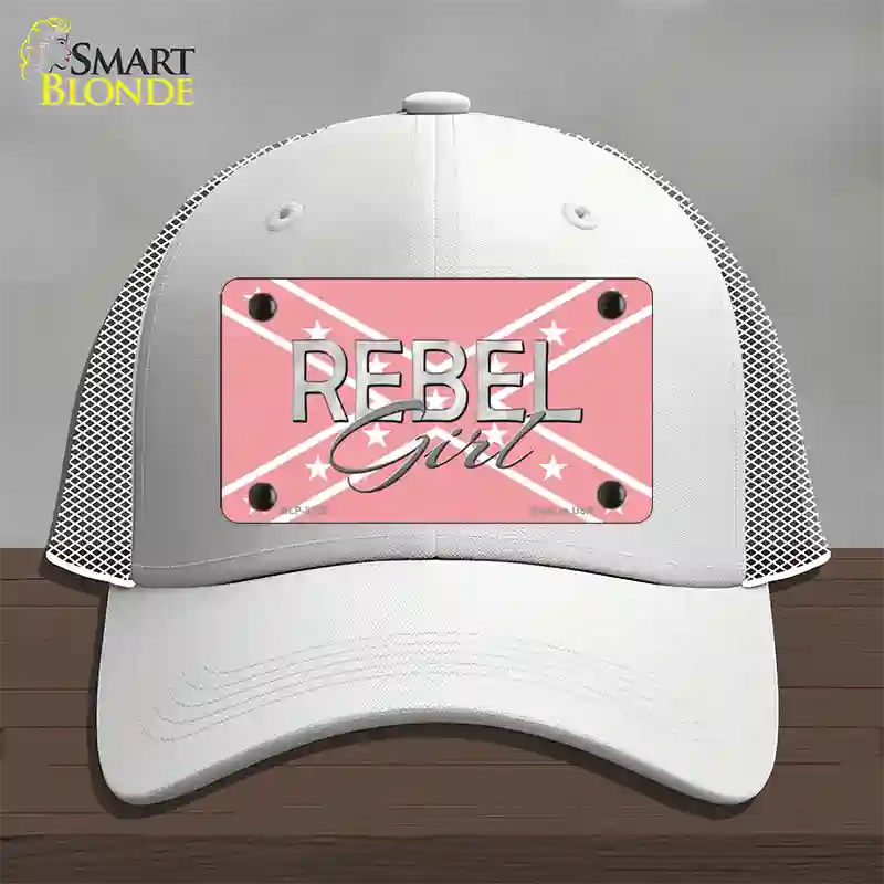 Rebel Girl Pink Novelty License Plate Hat Mesh / White