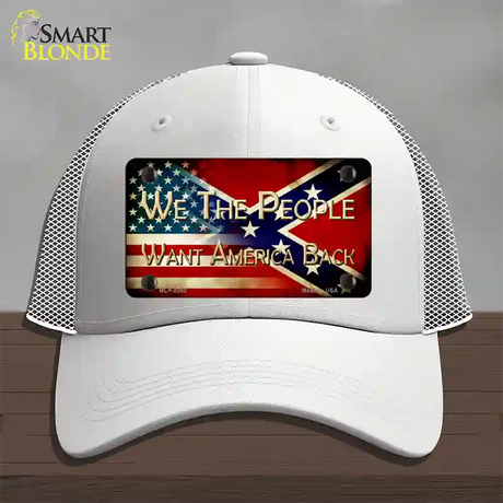 We The People American Confederate Novelty License Plate Hat Mesh / White