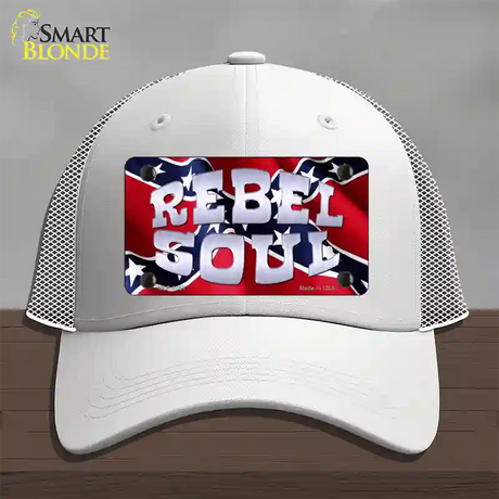 Rebel Soul Novelty License Plate Hat Mesh / White