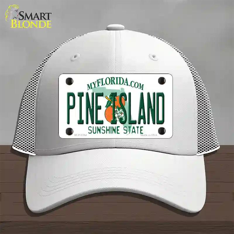 Pine Island Novelty License Plate Hat Mesh / White