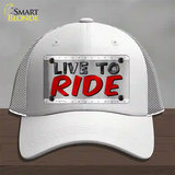 Live To Ride Shiny Novelty License Plate Hat Mesh / White