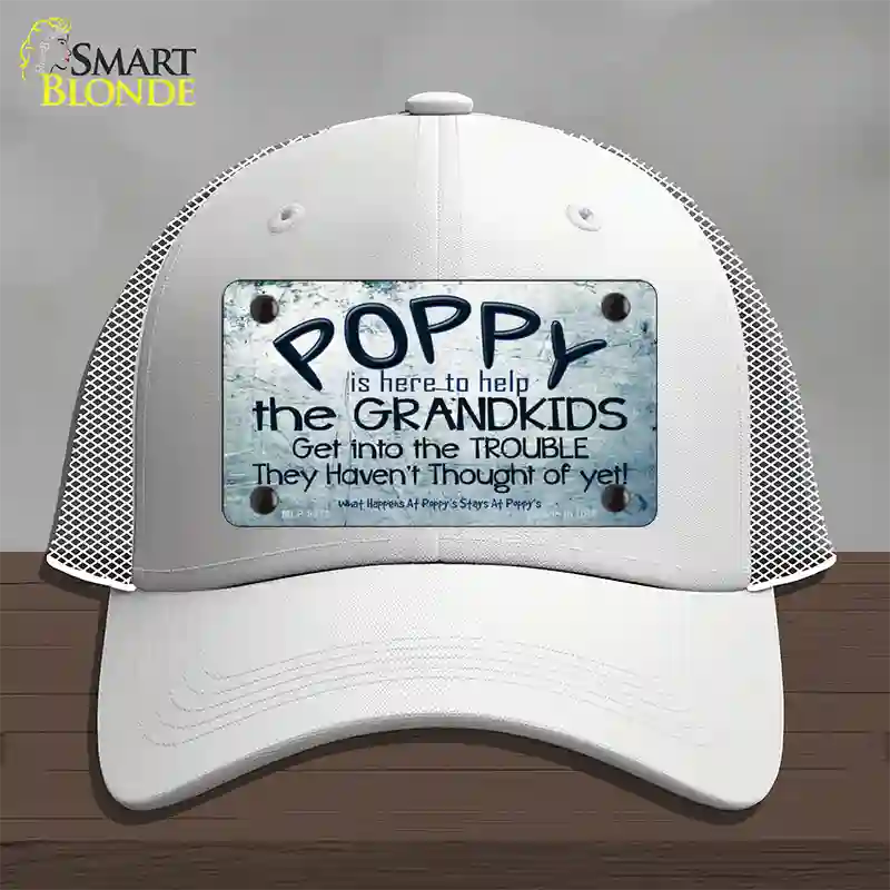 Poppy Is Here To Help Novelty License Plate Hat Mesh / White