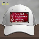 Yes Im A Girl Novelty License Plate Hat Mesh / White