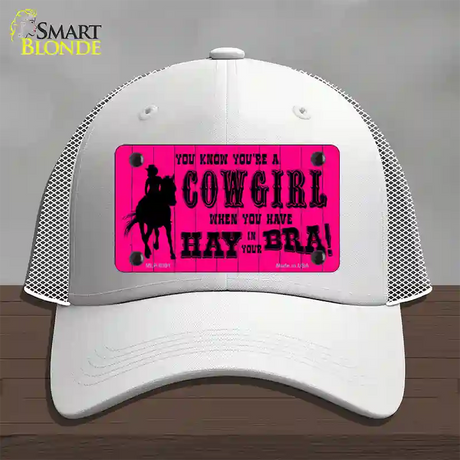 Pink Cowgirl Novelty License Plate Hat Mesh / White