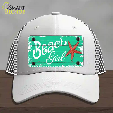 Beach Girl Novelty License Plate Hat Mesh / White