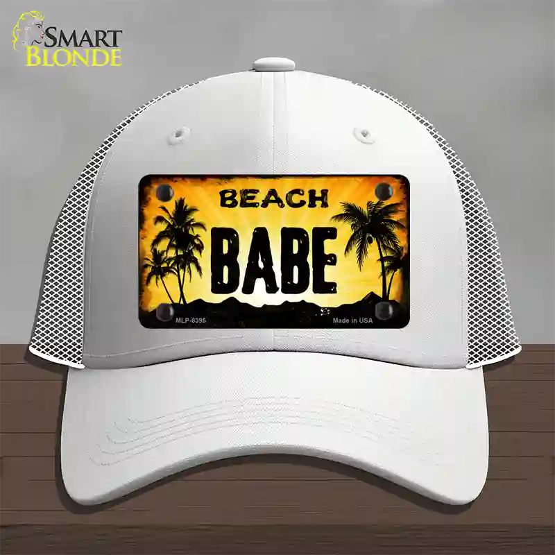 Beach Babe Novelty License Plate Hat Mesh / White