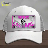 Bike Like A Girl Novelty License Plate Hat Mesh / White