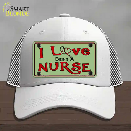 I Love Being A Nurse Novelty License Plate Hat Mesh / White