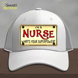 Im A Nurse Tan Novelty License Plate Hat Mesh / White