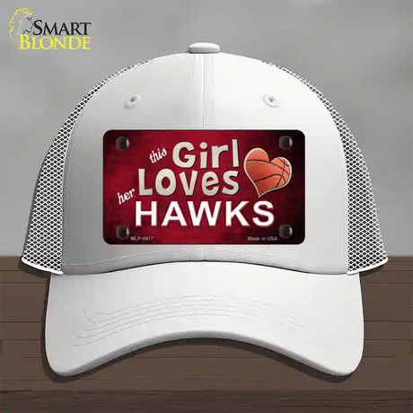 This Girl Loves Her Hawks Novelty License Plate Hat Mesh / White