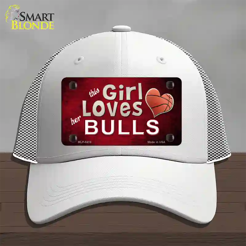 This Girl Loves Her Bulls Novelty License Plate Hat Mesh / White