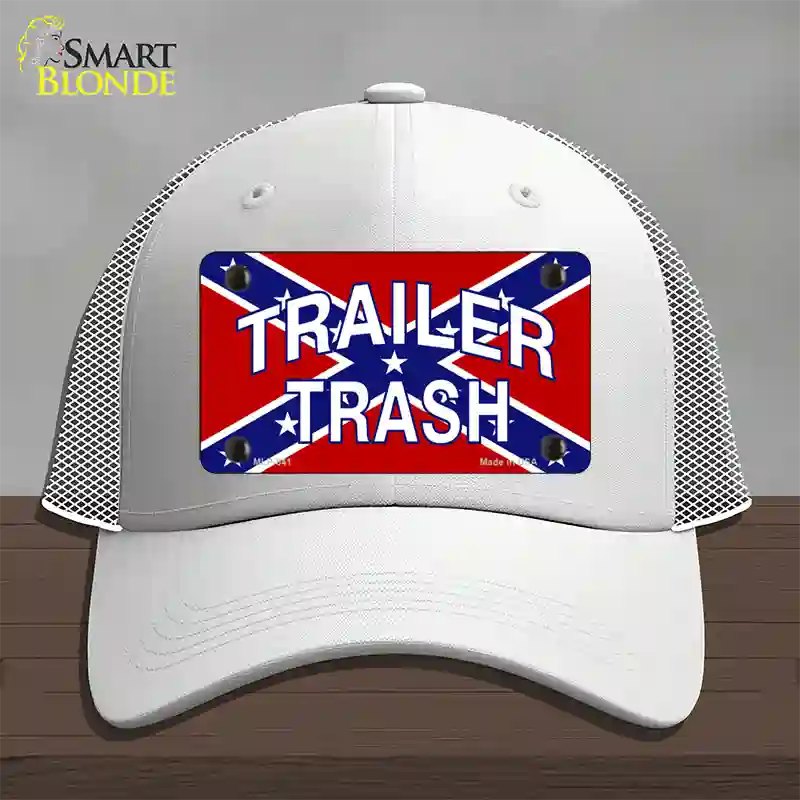 Trailer Trash Confederate Flag Novelty License Plate Hat Mesh / White