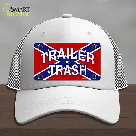 Trailer Trash Confederate Flag Novelty License Plate Hat Mesh / White