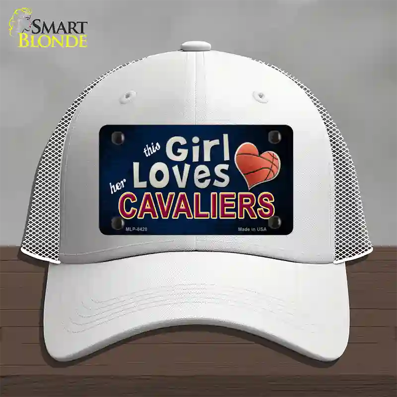 This Girl Loves Her Cavaliers Novelty License Plate Hat Mesh / White