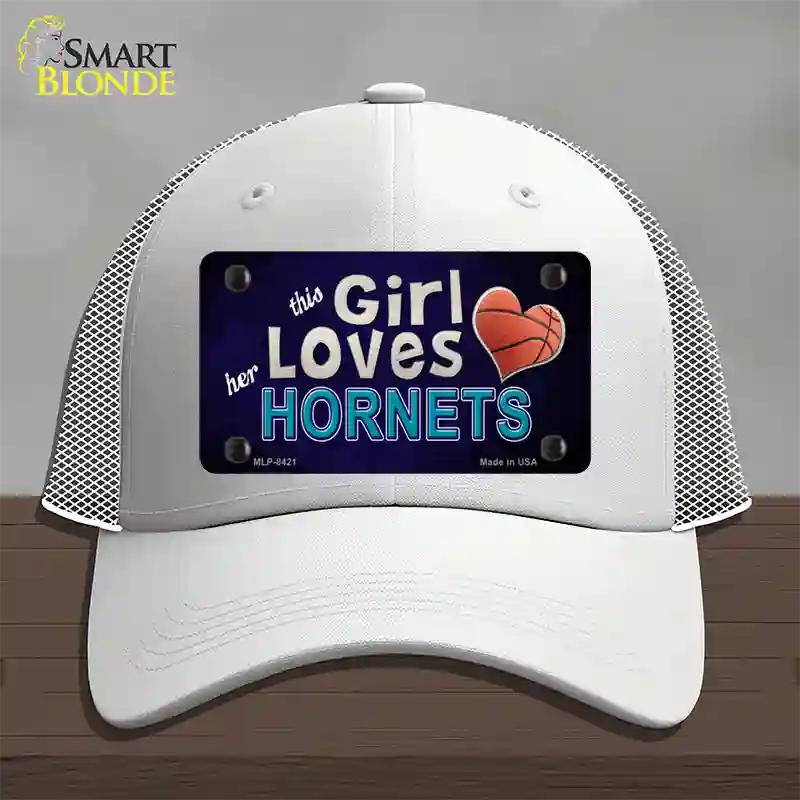 This Girl Loves Her Hornets Novelty License Plate Hat Mesh / White