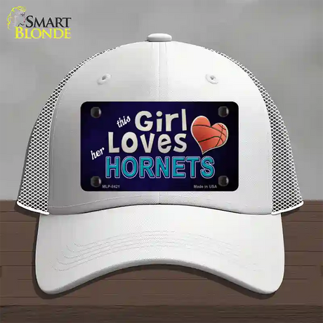 This Girl Loves Her Hornets Novelty License Plate Hat Mesh / White