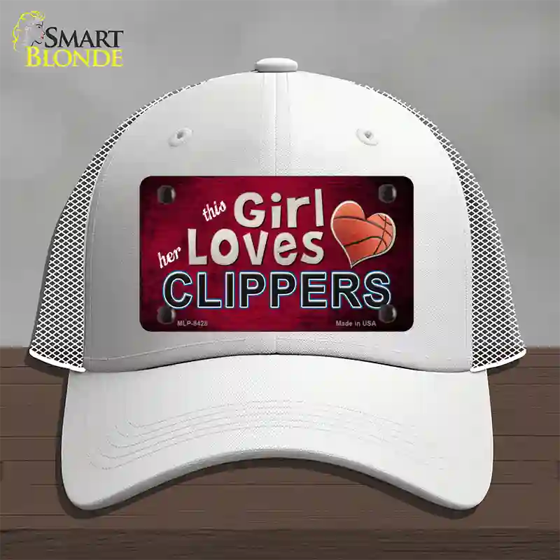 This Girl Loves Her Clippers Novelty License Plate Hat Mesh / White