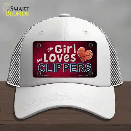 This Girl Loves Her Clippers Novelty License Plate Hat Mesh / White