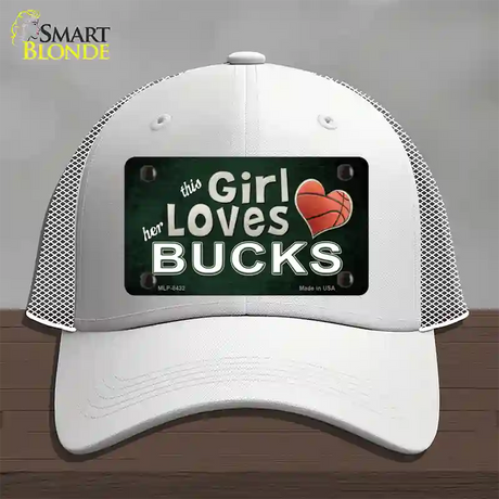 This Girl Loves Her Bucks Novelty License Plate Hat Mesh / White