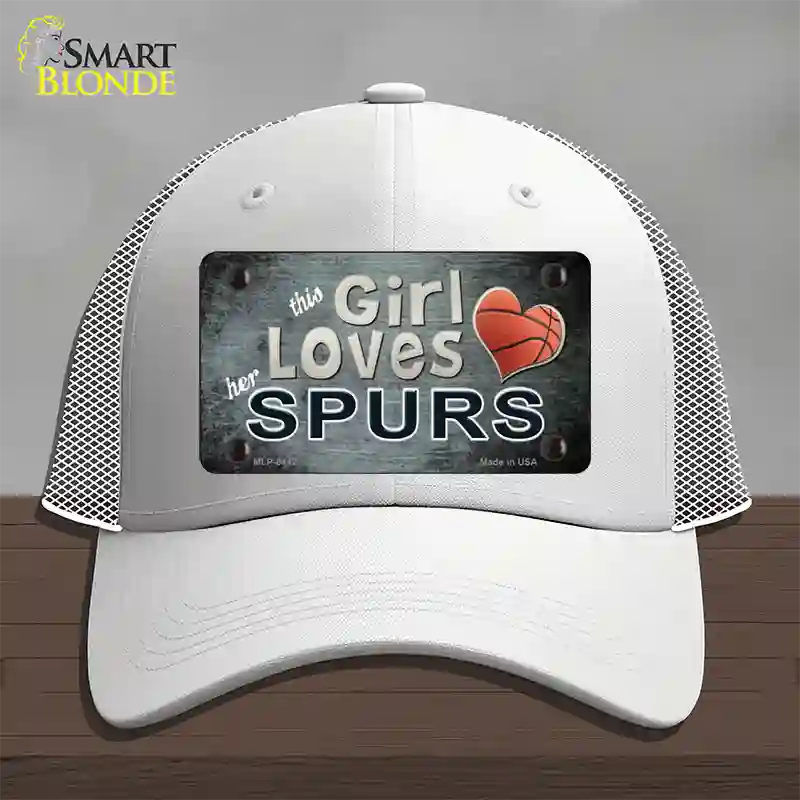 This Girl Loves Her Spurs Novelty License Plate Hat Mesh / White