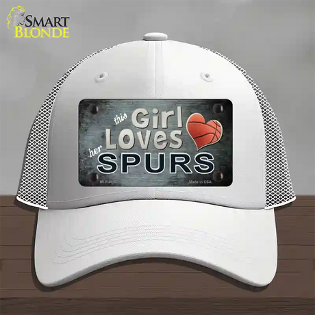 This Girl Loves Her Spurs Novelty License Plate Hat Mesh / White