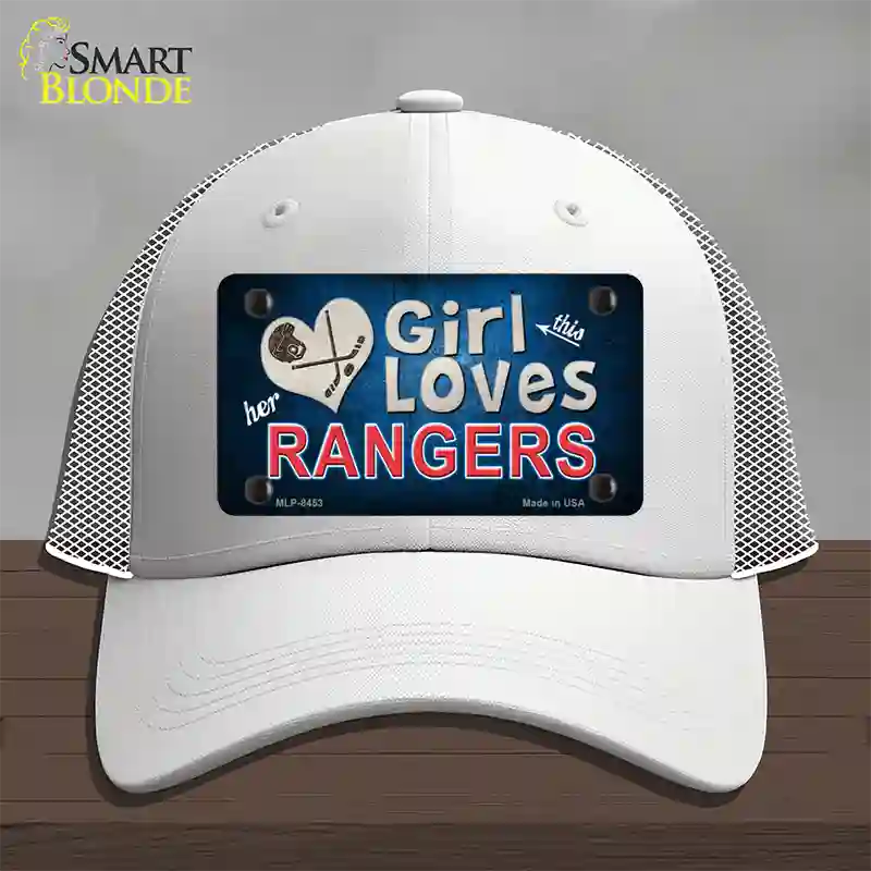 This Girl Loves Her Rangers Blue Novelty License Plate Hat Mesh / White