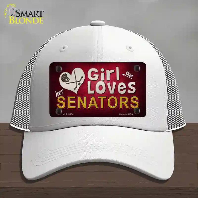 This Girl Loves Her Senators Novelty License Plate Hat Mesh / White