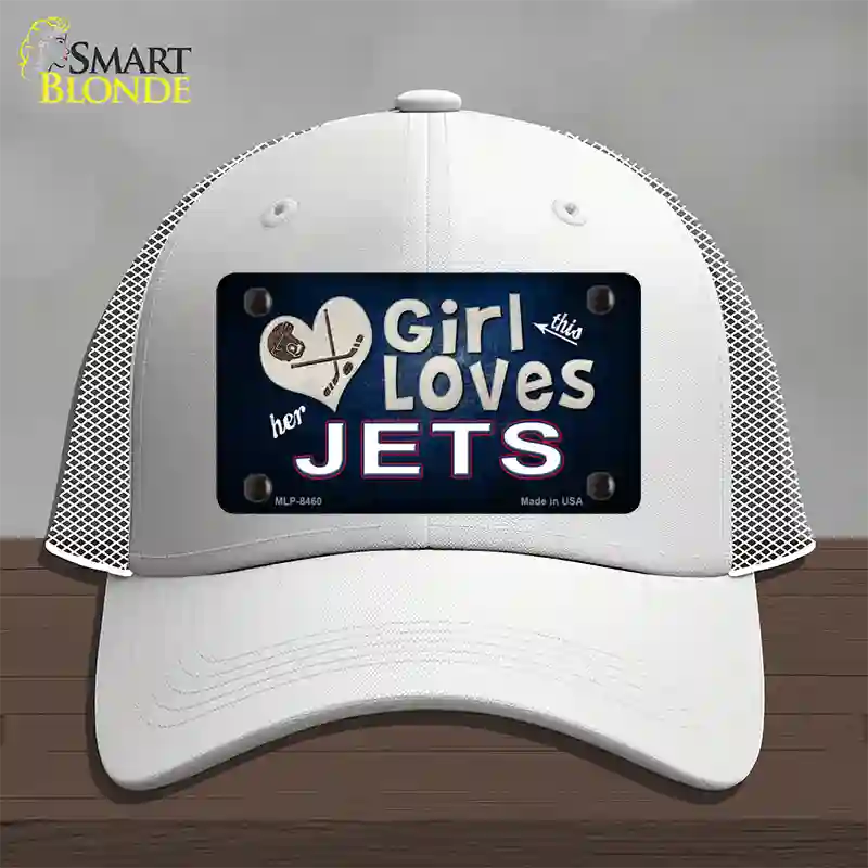 This Girl Loves Her Jets Hockey Novelty License Plate Hat Mesh / White