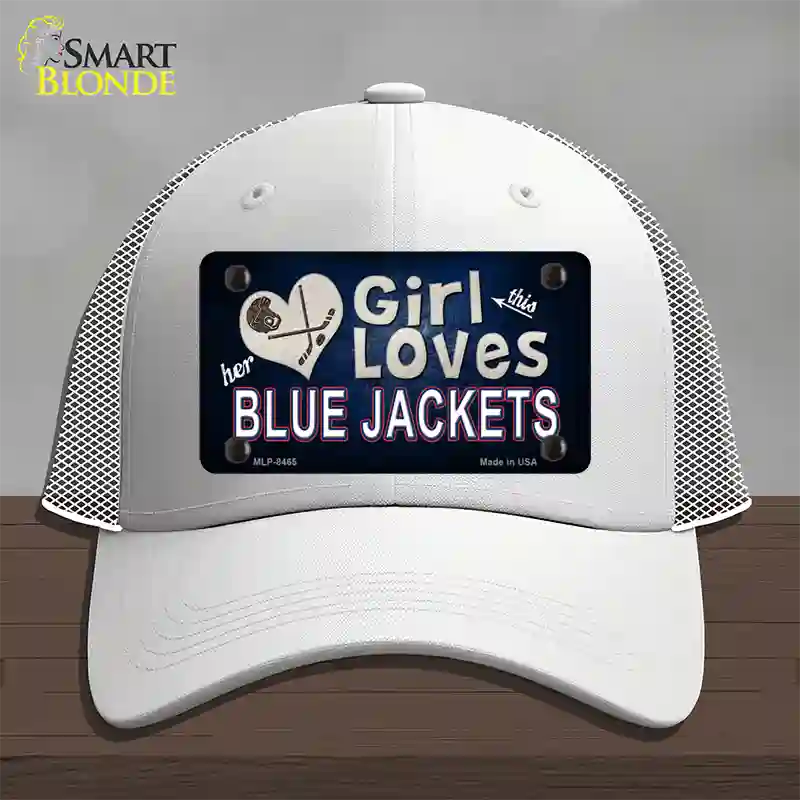 This Girl Loves Her Blue Jackets Novelty License Plate Hat Mesh / White