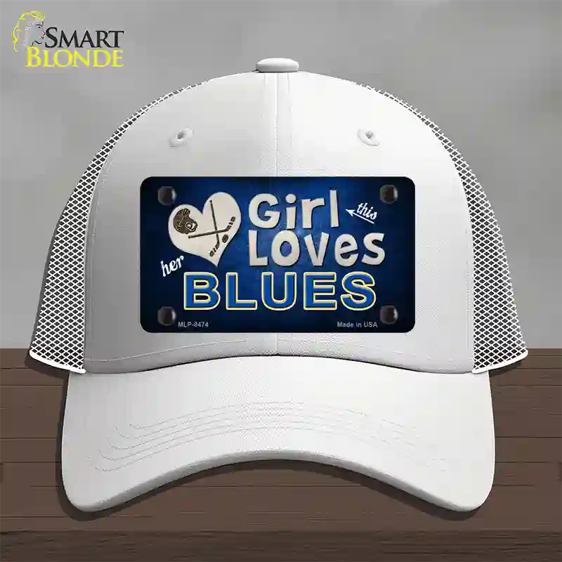 This Girl Loves Her Blues Novelty License Plate Hat Mesh / White