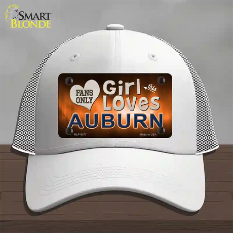 This Girl Loves Auburn Novelty License Plate Hat Mesh / White