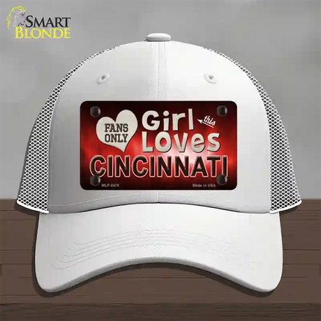 This Girl Loves Cincinnati Novelty License Plate Hat Mesh / White