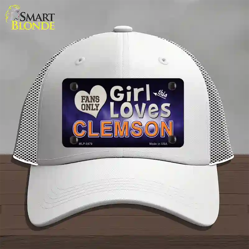 This Girl Loves Clemson Novelty License Plate Hat Mesh / White