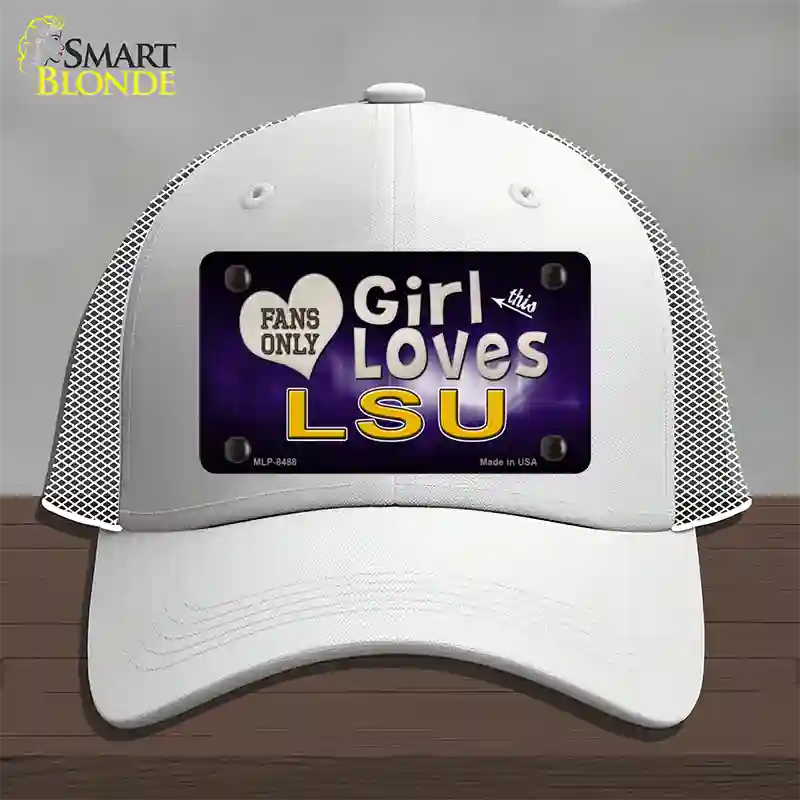 This Girl Loves LSU Novelty License Plate Hat Mesh / White