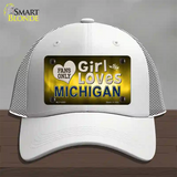 This Girl Loves Michigan Novelty License Plate Hat Mesh / White