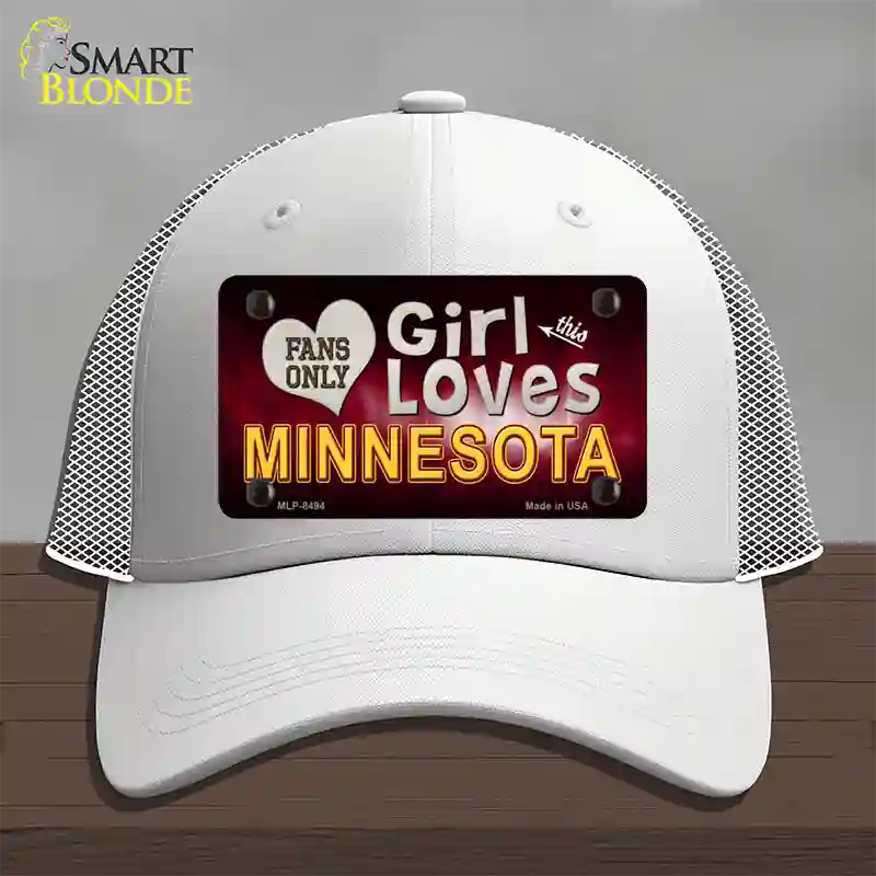 This Girl Loves Minnesota Novelty License Plate Hat Mesh / White