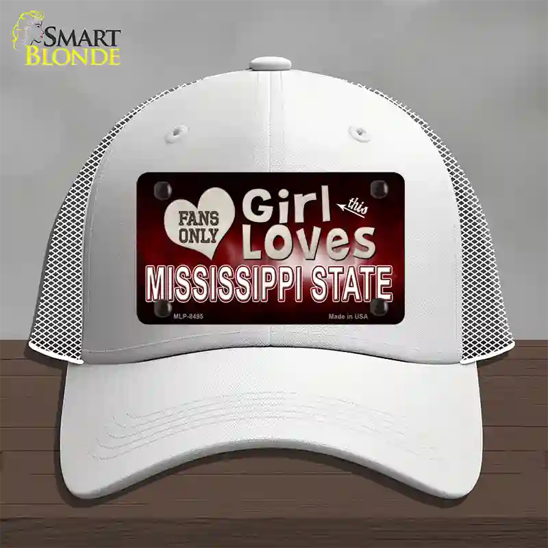 This Girl Loves Mississippi State Novelty License Plate Hat Mesh / White