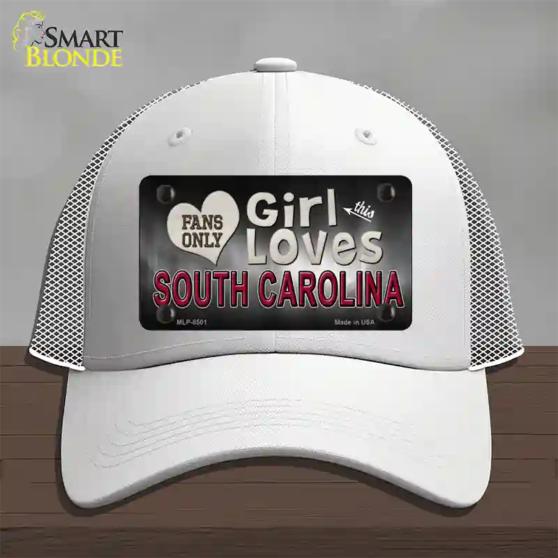 This Girl Loves South Carolina Novelty License Plate Hat Mesh / White