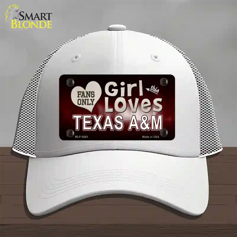 This Girl Loves Texas A&M Novelty License Plate Hat Mesh / White