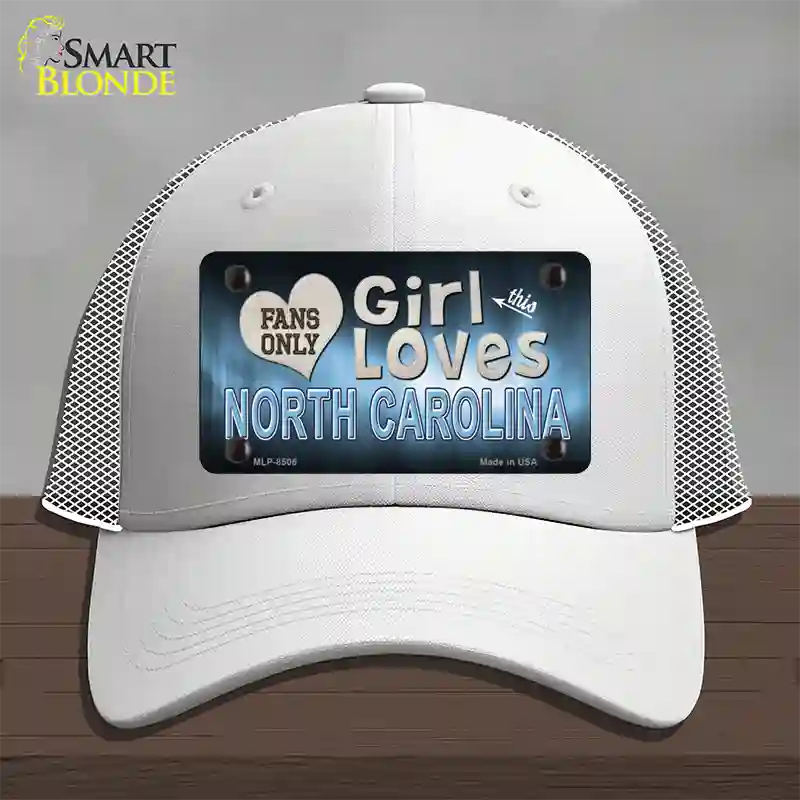 This Girl Loves North Carolina Novelty License Plate Hat Mesh / White