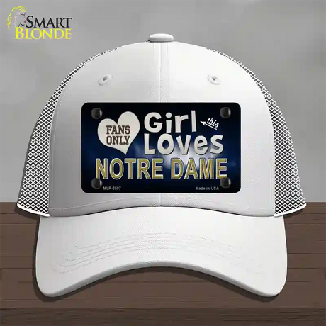 This Girl Loves Notre Dame Novelty License Plate Hat Mesh / White