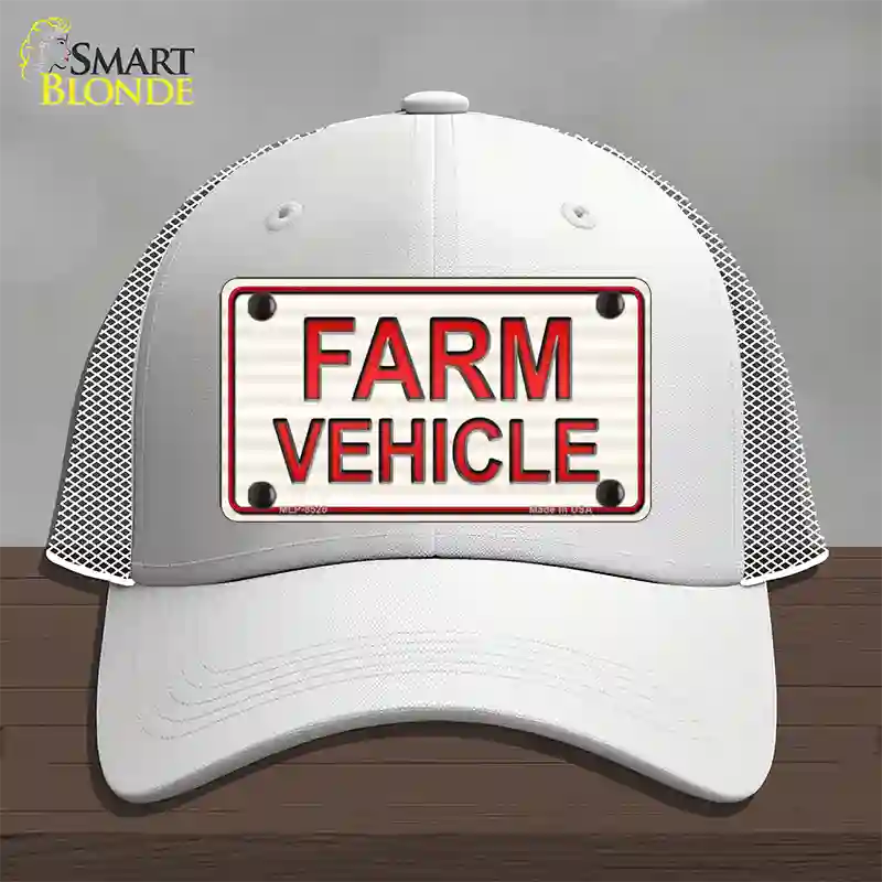 Farm Vehicle Novelty License Plate Hat Mesh / White