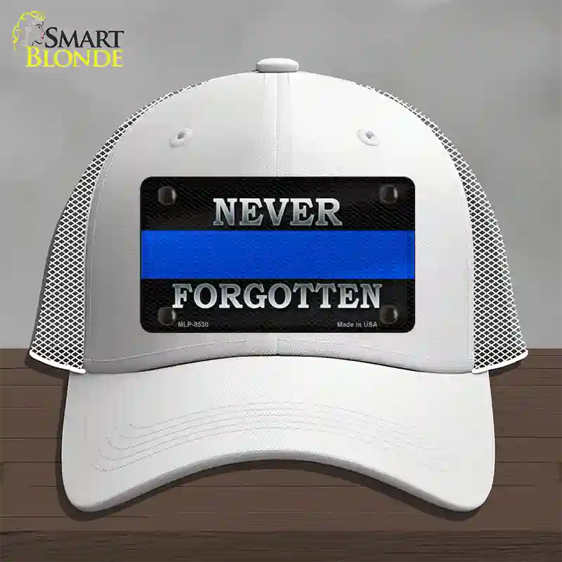 Never Forgotten Thin Blue Line Novelty License Plate Hat Mesh / White