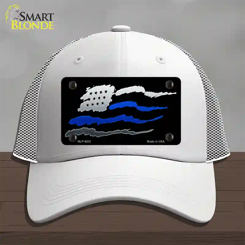 Thin Blue Line Flag Novelty License Plate Hat Mesh / White