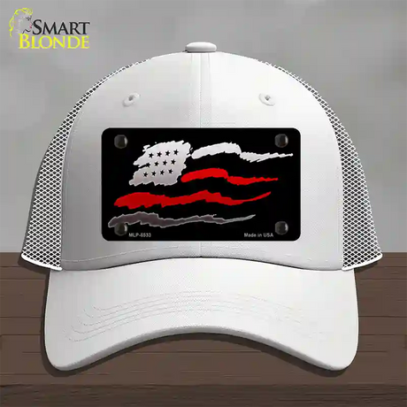 Thin Red Line Flag Novelty License Plate Hat Mesh / White