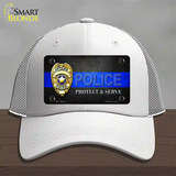 Police Badge Thin Blue Line Novelty License Plate Hat Mesh / White